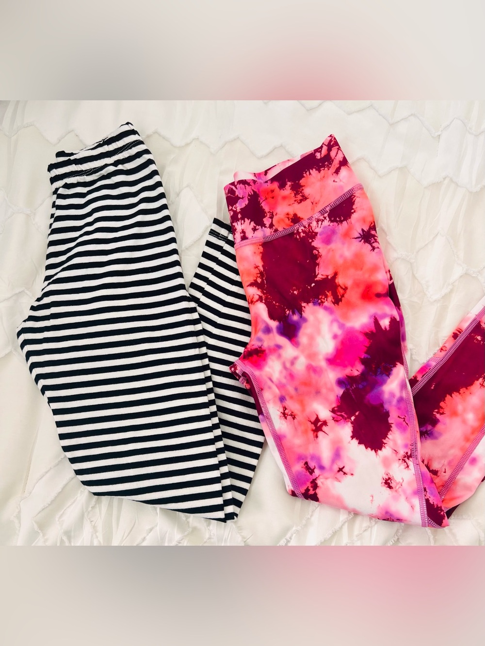 Girls Leggings Bundle Size Large (10/12) Cat & Jack Stripped,All In Motion Pink